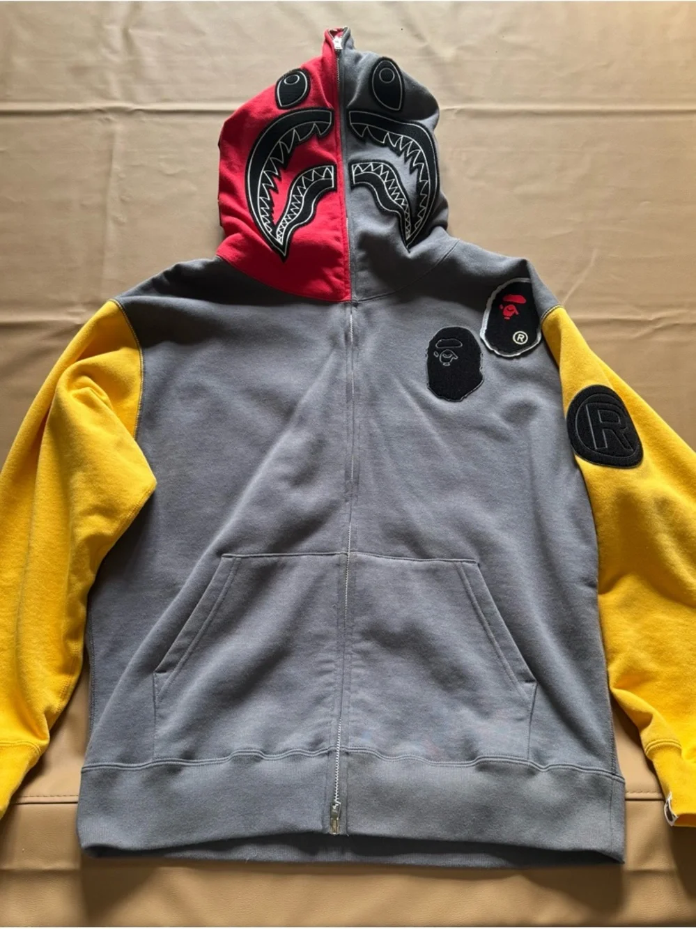 A Bathing Ape Shark Full Zip Patch Hoodie Malaysia- Gray - Picture 2 of 10